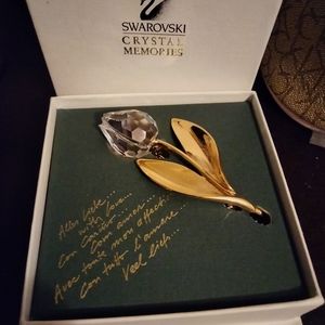 Swarovski Crystal Memories Glass & Gold Tulip Flow